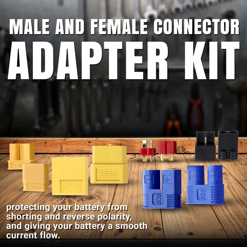 TMH 52 Pcs T-Plug EC3 XT60 Male and Female Plug Adapter Connector Kit with 14 AWG Silicone Wire + Heat Shrink Tubing, Compatible for RC ESC Lipo Battery Motor (Total 52 PCS) - Image 4